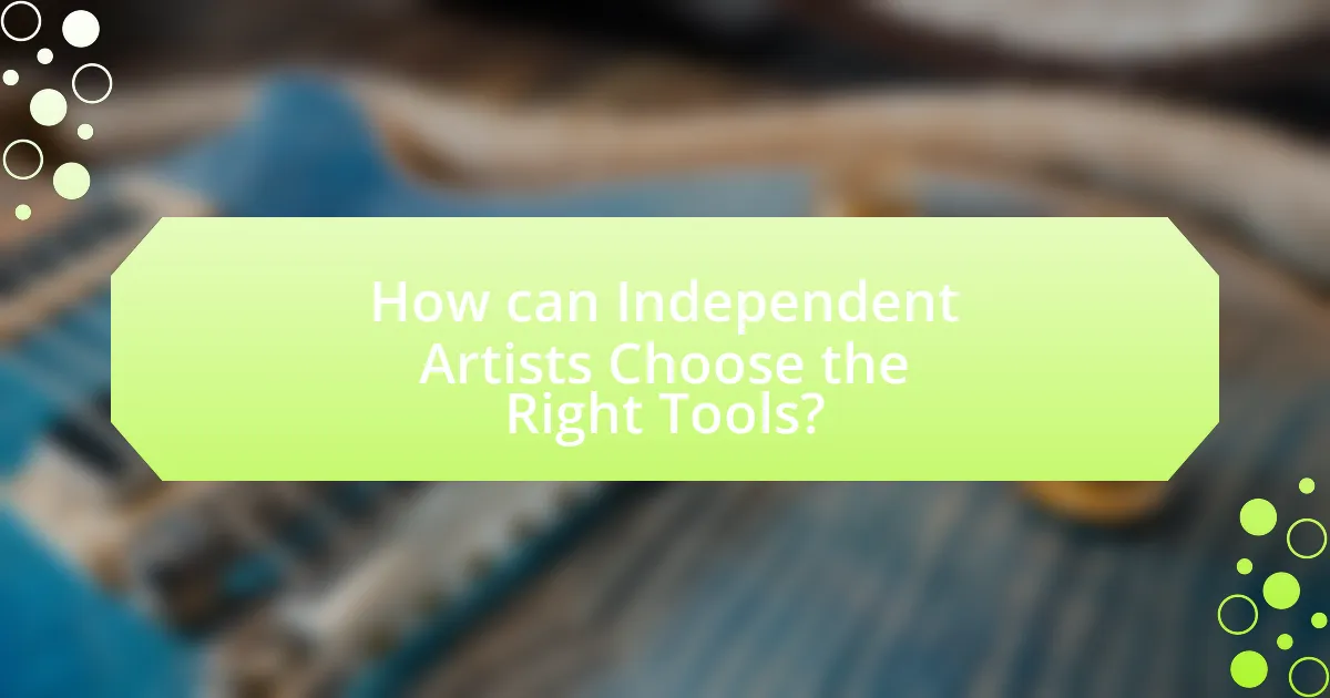 How can Independent Artists Choose the Right Tools?